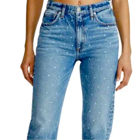 BLANKNYC The Madison crop Rhinestone Front Blue Denim Jeans Womens SIZE 26 - Picture 1 of 9